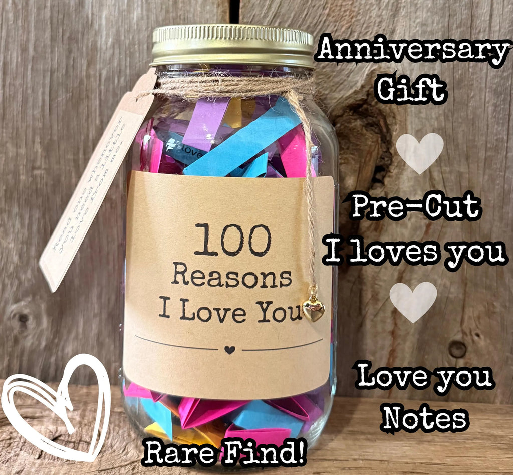 100 Reasons I Love You Jar – Anniversary Keepsake, Romantic Notes for Couples