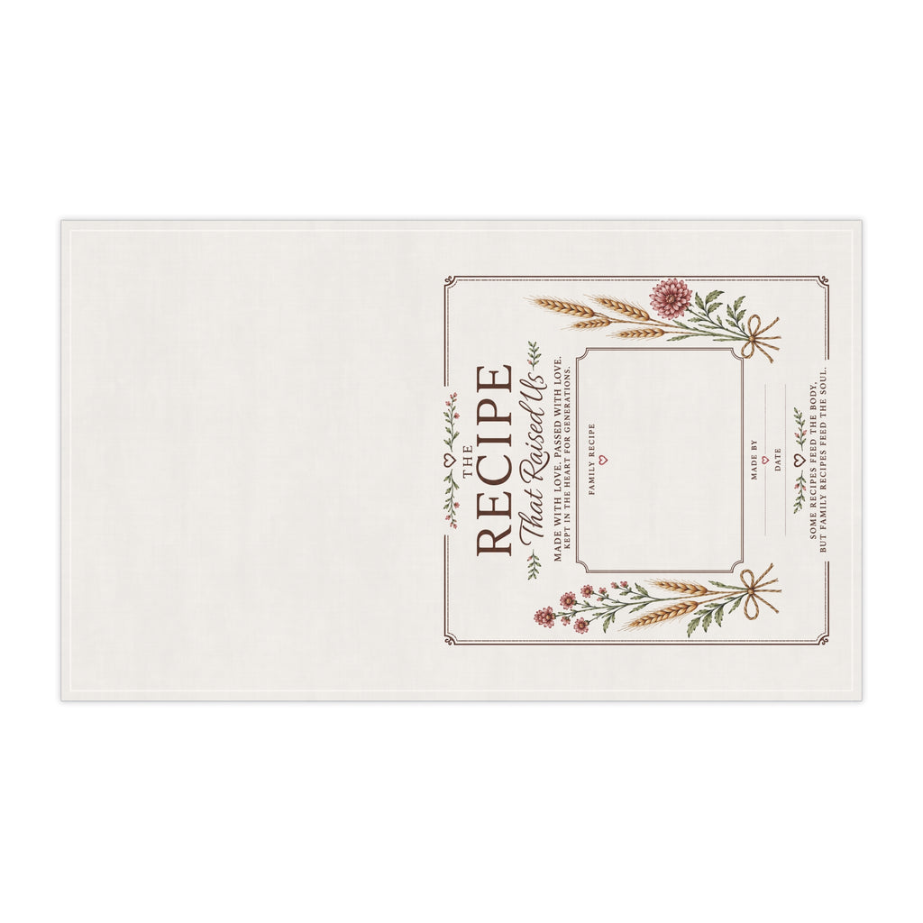 The Recipe That Raised Us Personalized Kitchen Towel | Recipe Card Design, Family Heirloom Gift