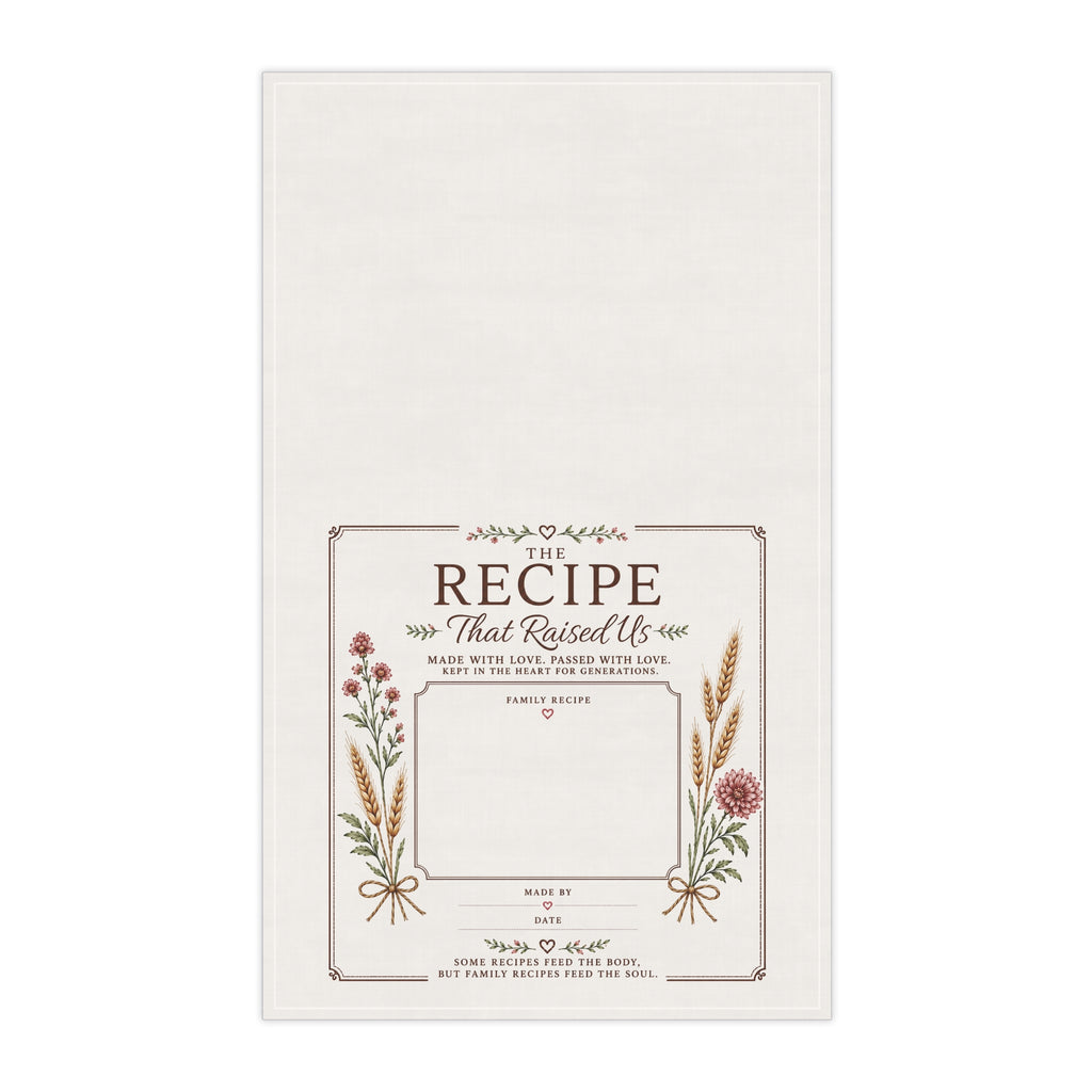 The Recipe That Raised Us Personalized Kitchen Towel | Recipe Card Design, Family Heirloom Gift