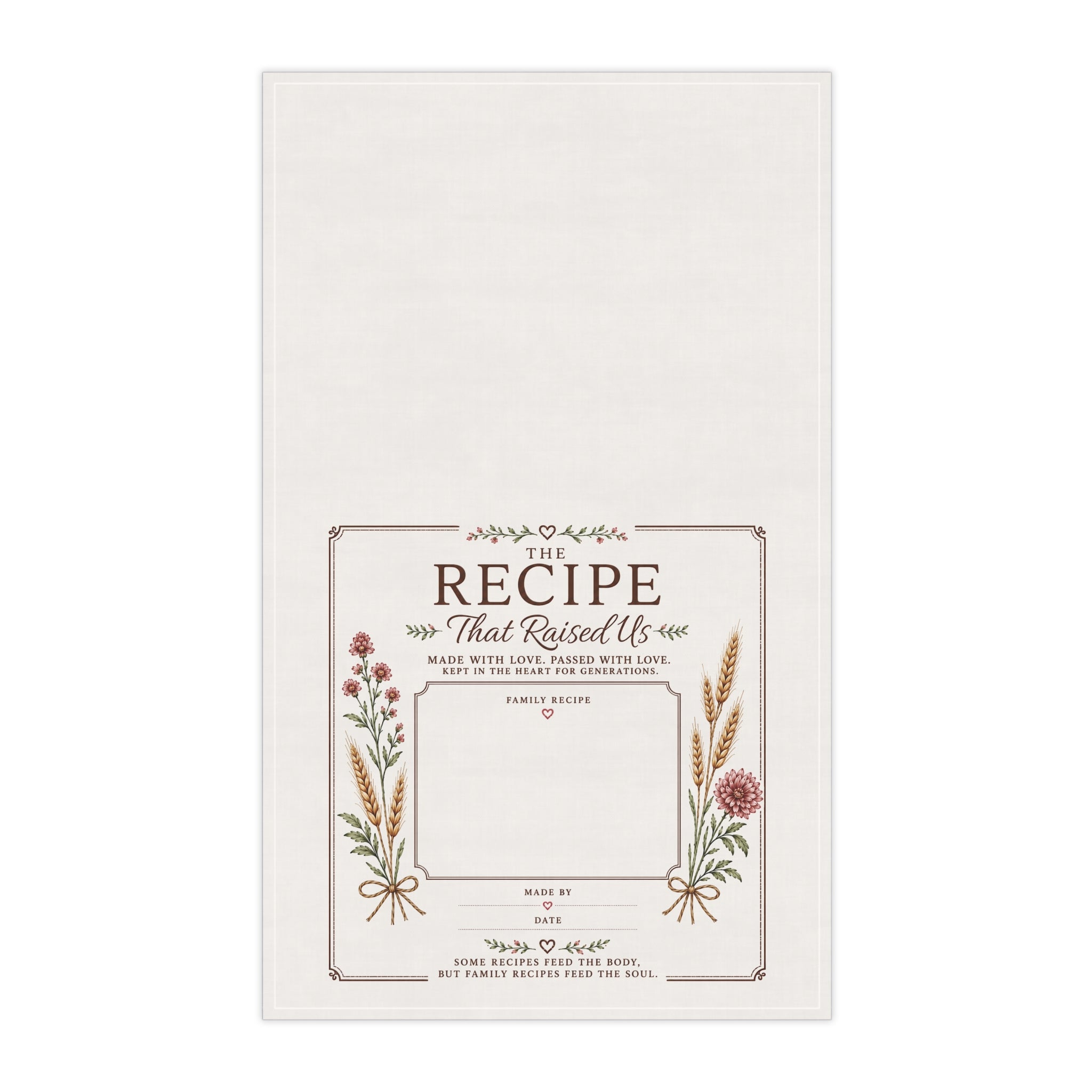 The Recipe That Raised Us Personalized Kitchen Towel | Recipe Card Design, Family Heirloom Gift