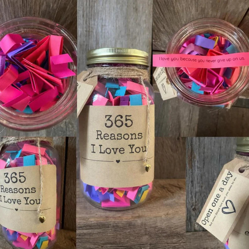 365 Reasons I Love You Jar |  Gift for Him or Her