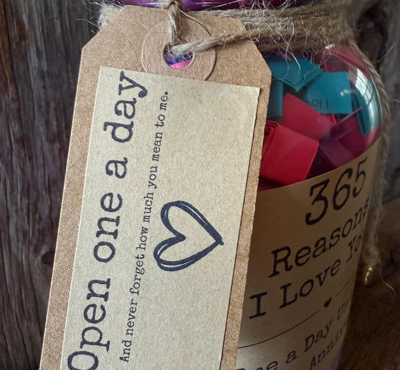 365 Reasons I Love You Jar |  Gift for Him or Her