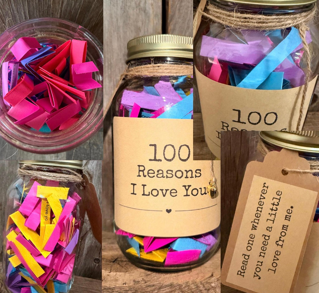100 Reasons I Love You Jar | Personalized Love Notes Gift | Romantic Keepsake
