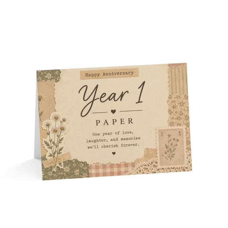 YEAR 1 ANNIVERSARY CARD | PAPER ANNIVERSARY GIFT | HEIRLOOM KEEPSAKE CARD