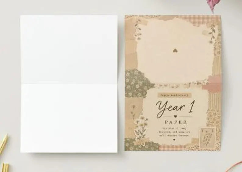 YEAR 1 ANNIVERSARY CARD | PAPER ANNIVERSARY GIFT | HEIRLOOM KEEPSAKE CARD