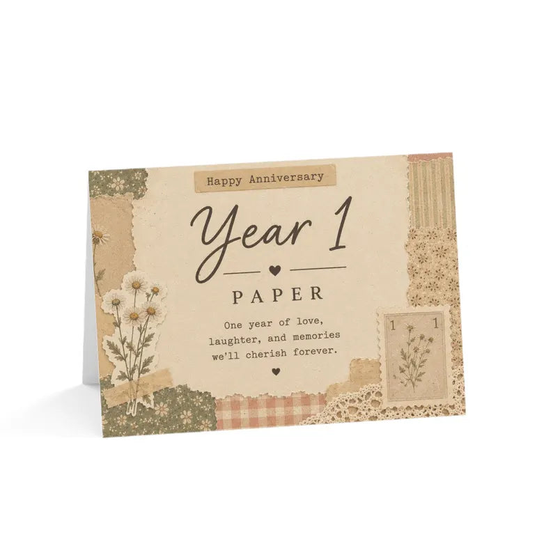 YEAR 1 ANNIVERSARY CARD | PAPER ANNIVERSARY GIFT | HEIRLOOM KEEPSAKE CARD