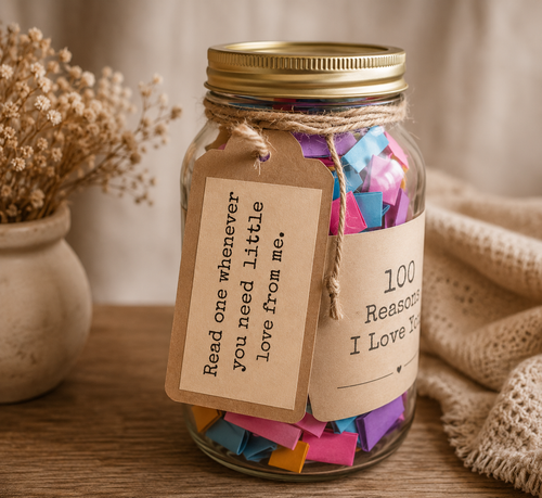 100 Reasons I Love You Jar | Personalized Love Notes Gift | Romantic Keepsake