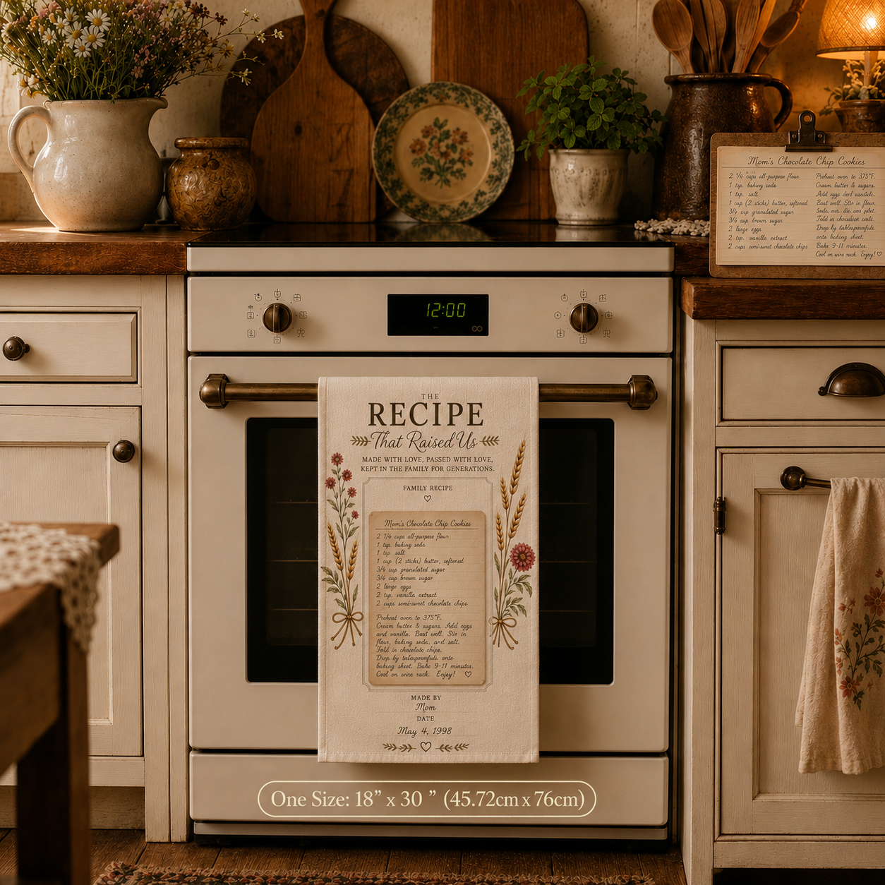 The Recipe That Raised Us Personalized Kitchen Towel | Recipe Card Design, Family Heirloom Gift