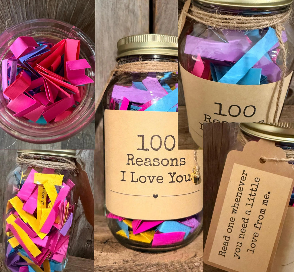 100 Reasons I Love You Jar – Anniversary Keepsake, Romantic Notes for Couples