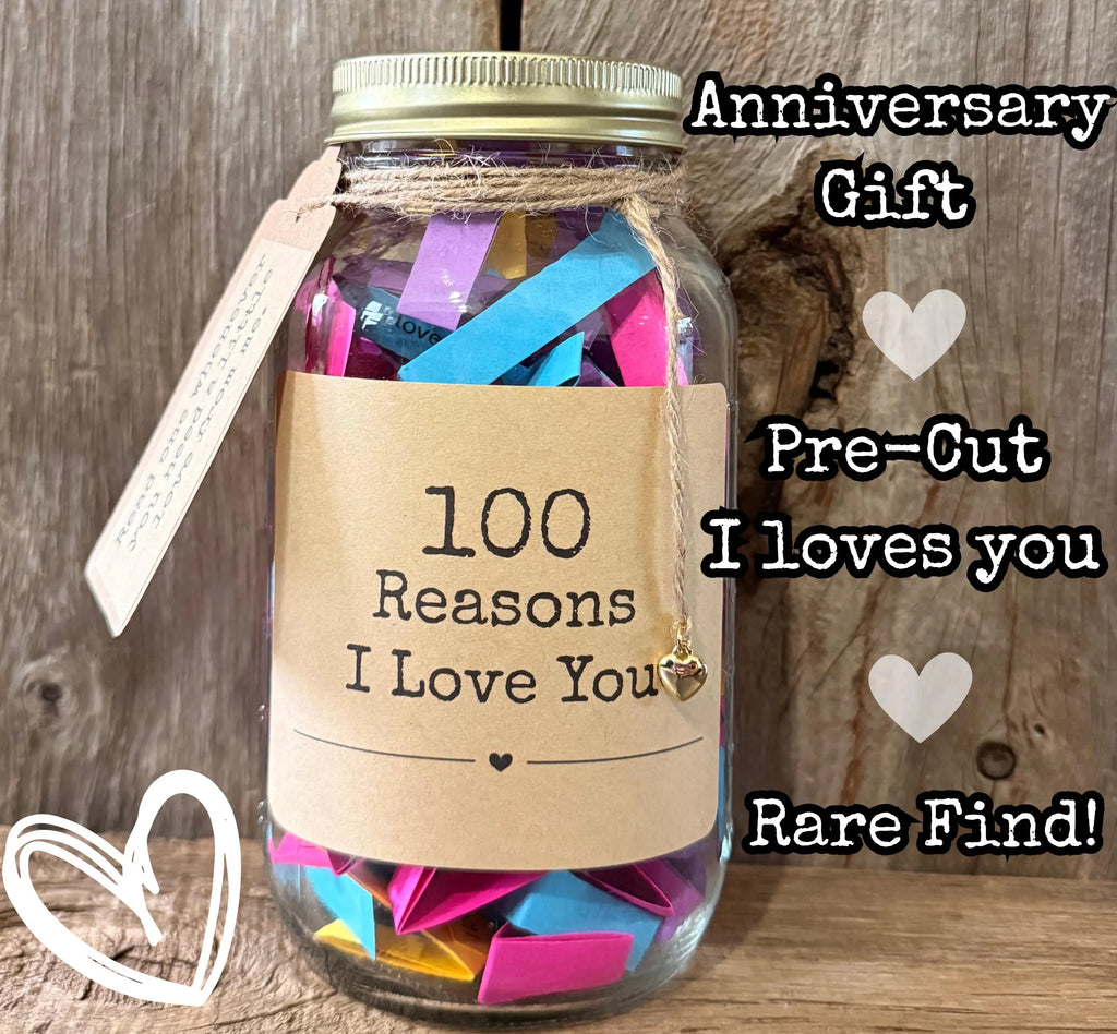 100 Reasons I Love You Jar – Anniversary Keepsake, Romantic Notes for Couples