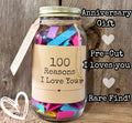 100 Reasons I Love You Jar – Anniversary Keepsake, Romantic Notes for Couples