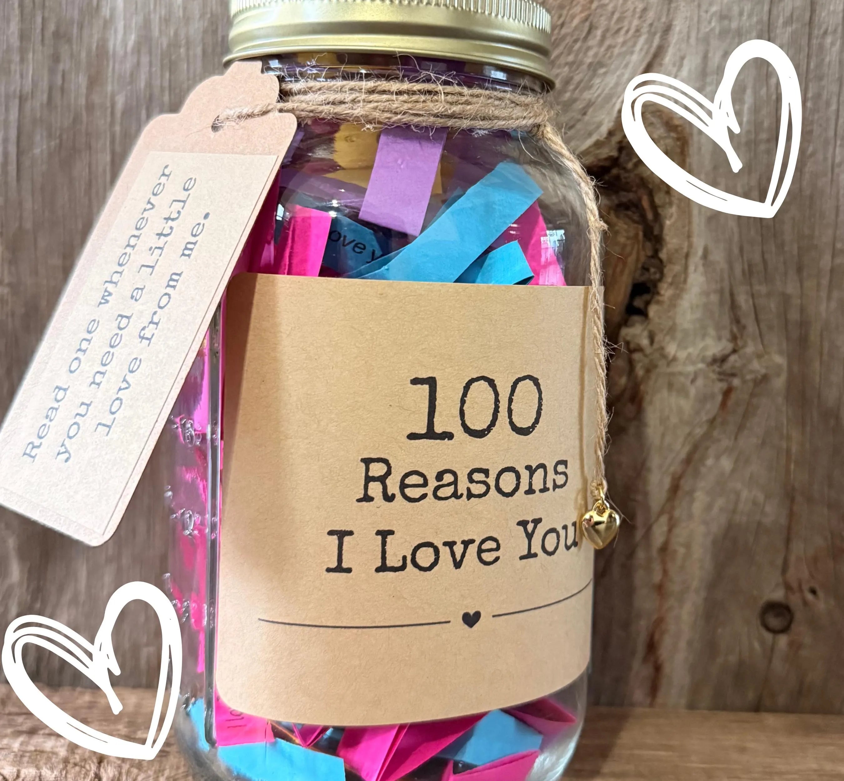 100 Reasons I Love You Jar – Anniversary Keepsake, Romantic Notes for Couples