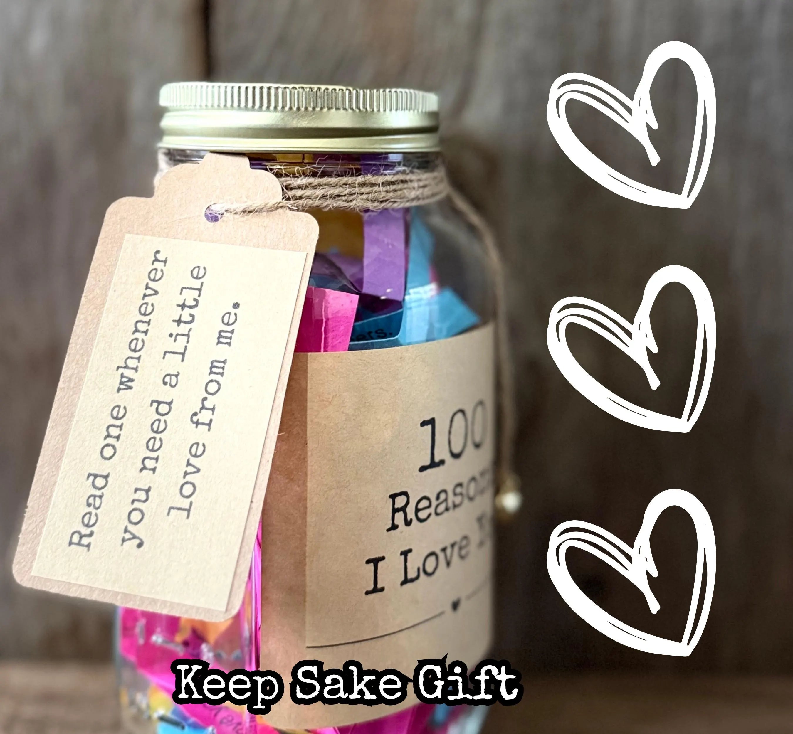 100 Reasons I Love You Jar – Anniversary Keepsake, Romantic Notes for Couples