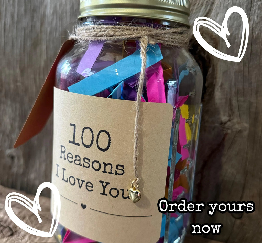 100 Reasons I Love You Jar – Anniversary Keepsake, Romantic Notes for Couples