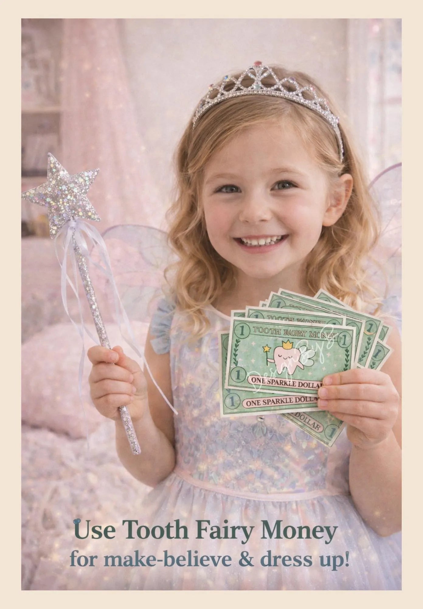 Tooth Fairy Money Printable – Sparkle Dollar Bills (Instant Download)