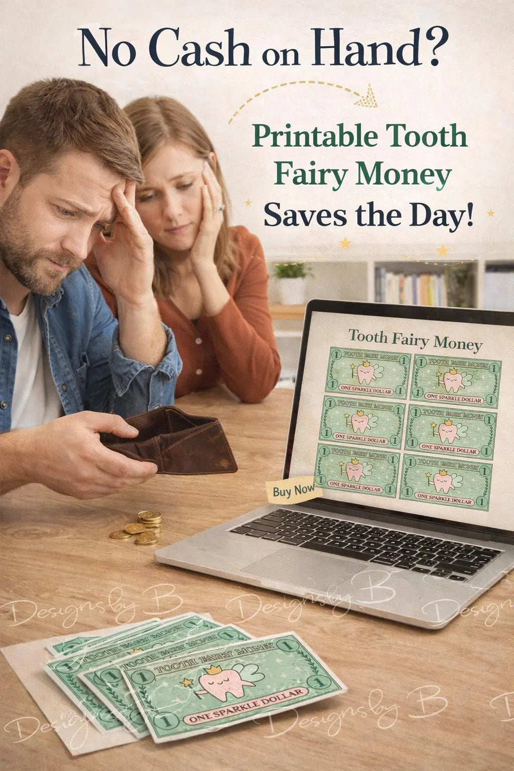 Tooth Fairy Money Printable – Sparkle Dollar Bills (Instant Download)
