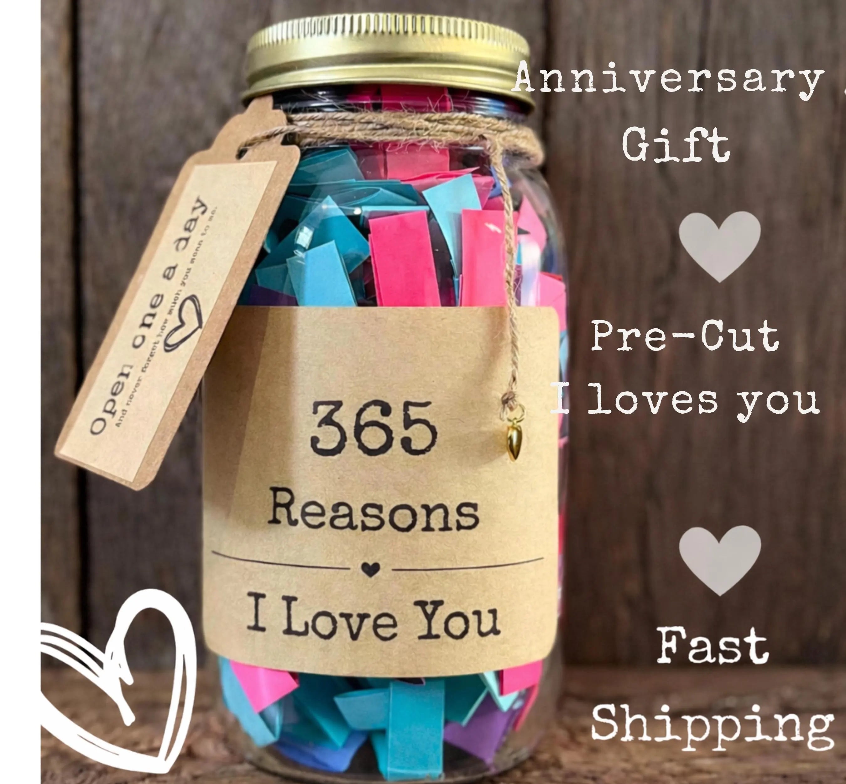 365 Reasons I Love You Jar – Universal Gift with Love Notes for partner