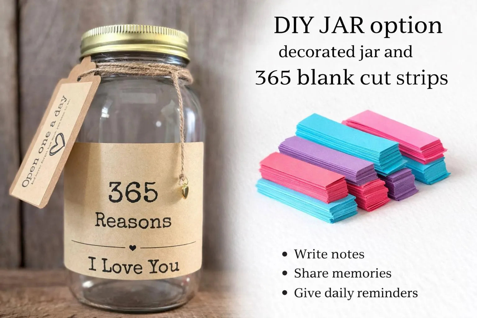 365 Reasons I Love You Jar – Universal Gift with Love Notes for partner