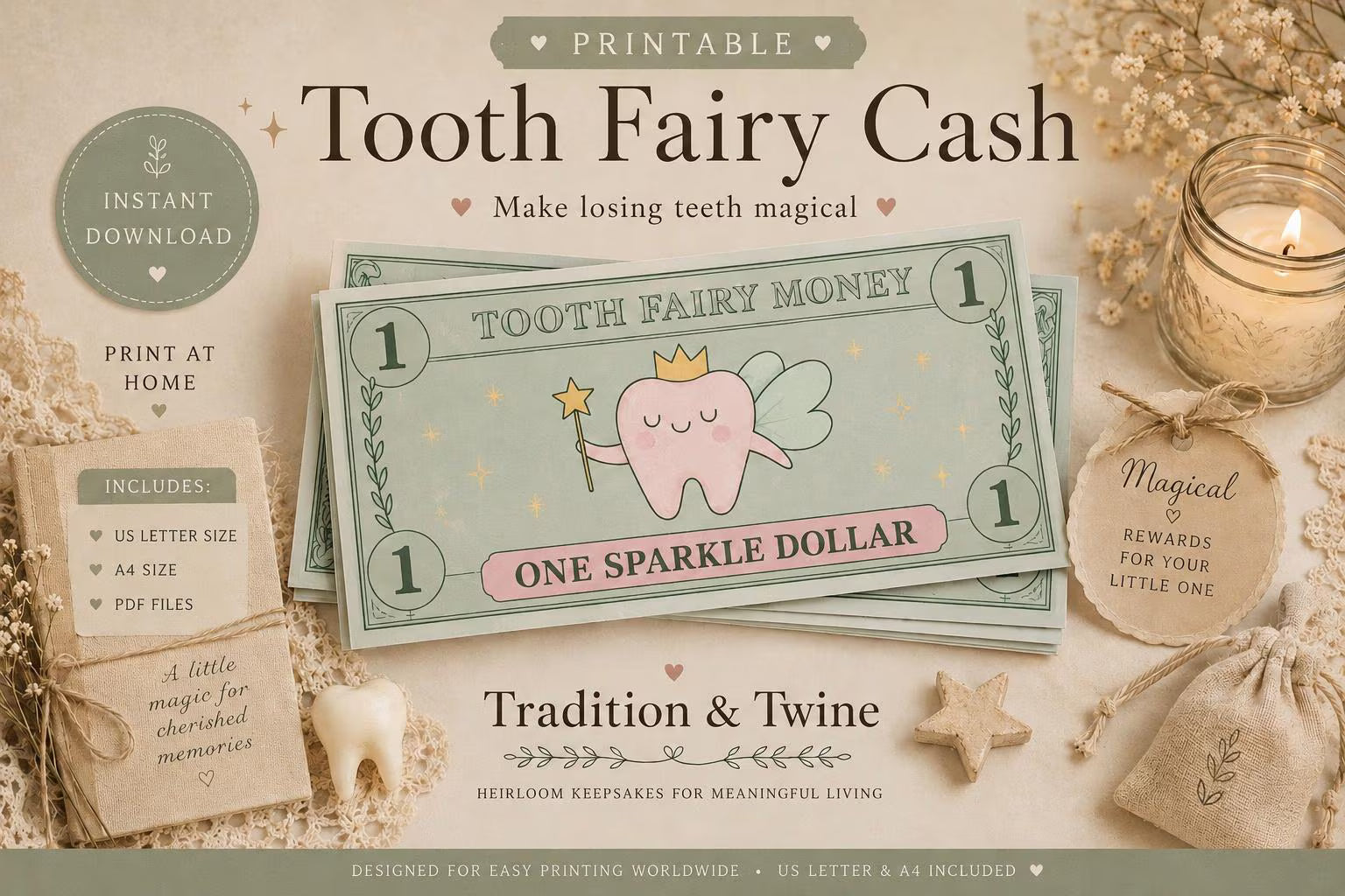 Printable Tooth Fairy Money | Magical Keepsake Tooth Fairy Dollars